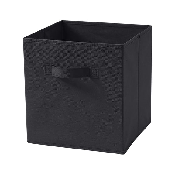 EclipseJewels Square Foldable Fabric Storage Bin, 10.6" x 10.6" x 10.6" Closet Organizer Box without Lid, Collapsible Storage Container,Black