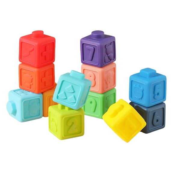 EclipseJewels Stacking Toy for Babies - 12 PCS Soft Rubber Building Blocks, Hand-held Ball Stacking Toy, Early Childhood Education, Large Activity Block Set,As shown