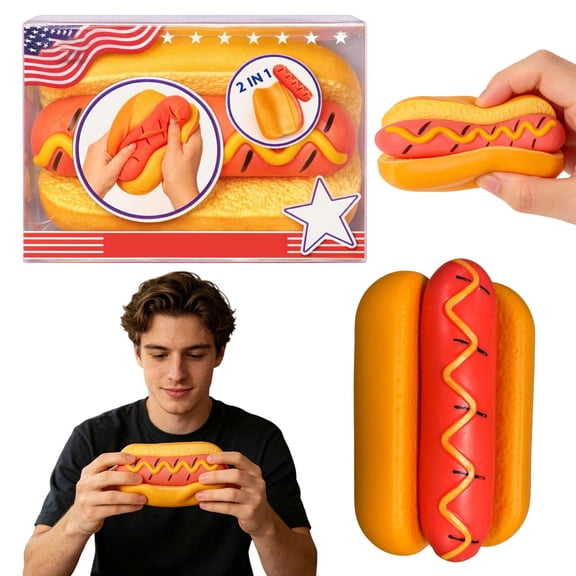 EclipseJewels Stress Squishy ToyGiant Hot Dog Decompression Squeeze, Soft Cute Stress Relief Gifts for Kids and Adults, Fun Party Favor Squishy