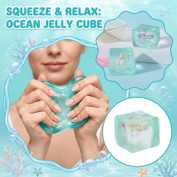 EclipseJewels Sugar Squishy Translucent - Maltose Ocean Block, Fun Sensory Squeeze Toy for Stress Relief, Anxiety Wonder, Slow Rising Squishy Balls Unique,Cyan