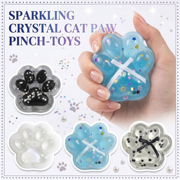 EclipseJewels Transparent Cat Paw Squishy Toy - Ultra-soft with Glitter Random, Gentle Stress Relief for Children Adults, Slow Rising Squishy Toy,A