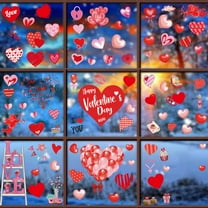 EclipseJewels Valentine's Day Girl & Heart Window Clings Set (7pcs), Removable Wedding and Party Wall & Window Stickers for Home, Glass, and Holiday Decor,A