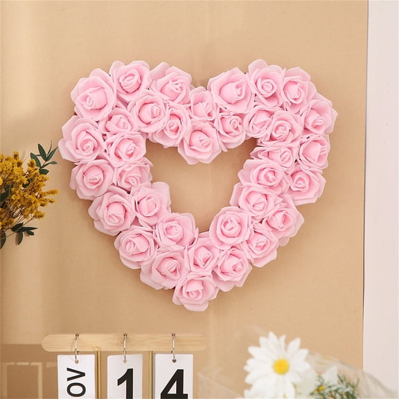 EclipseJewels Valentine's Day Love Wreath Jewelry for Wedding Proposal Party Decoration, Simulated Pink Floral Ring for Scene Setting and Home Decor,Multicolor