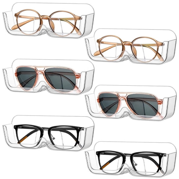 EclipseJewels Wall Mounted No-Drill Glasses Storage Box, Punch-Free Sunglasses Display Stand & Organizer Rack, Bedside or Bathroom Decorative Storage Box for Eyewear, Jewelry & Watches,Clear