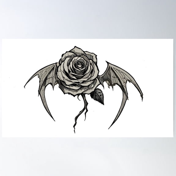 Eclipsed Bloom - Gothic Dark Rose Aesthetic Poster Wall Art, Modern Wall Decor For Living Room Bedroom, 16x24 UNFRAMED