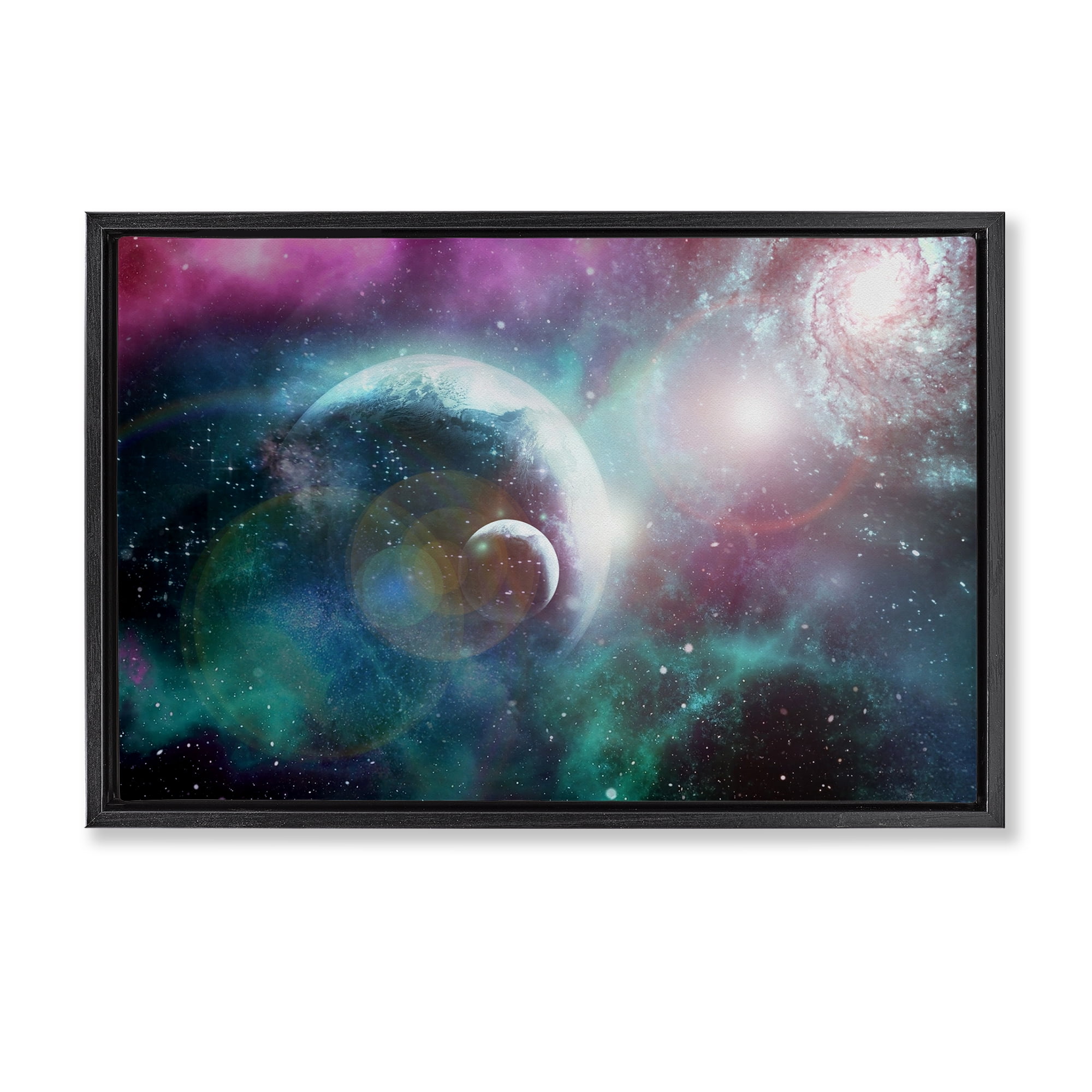 Eclipsing Cosmos Planets Black Framed Floater Canvas Wall Art, design by Ali Chris