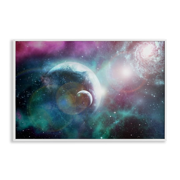 Eclipsing Cosmos Planets White Framed Giclee Art, design by Ali Chris
