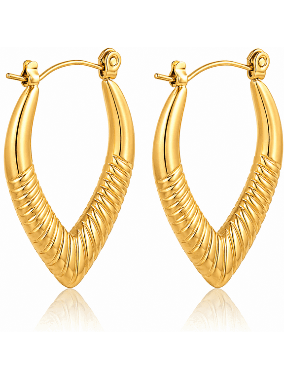 ® Plated Gold Hoop Earrings for Women, Hypoallergenic Chunky Hoop Earrings Jewelry for Gifts