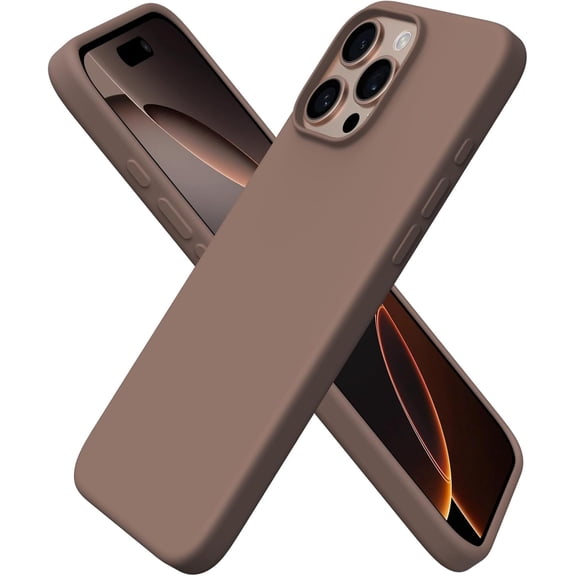 Eclytyku Compatible withiPhone 16 Pro Max Case , Slim Liquid Silicone 3 Layers Soft Gel Rubber Shockproof Protective Case,Brown,6.9