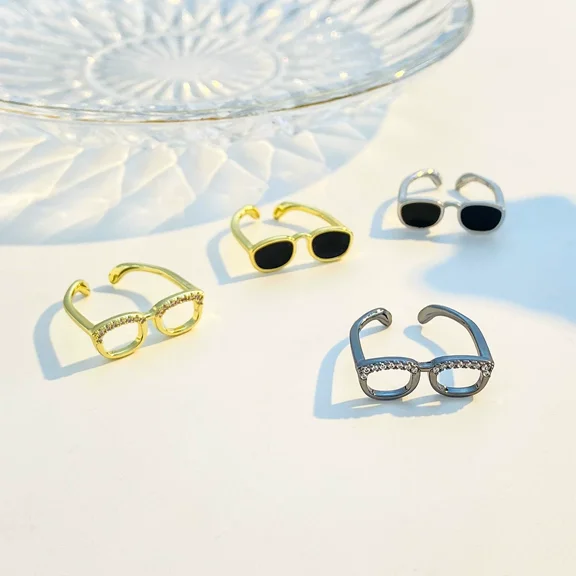 Eclytyku Mini Finger Glasses Ring Adjustable Open Couple Ring for Index Finger, Unisex Accessory
