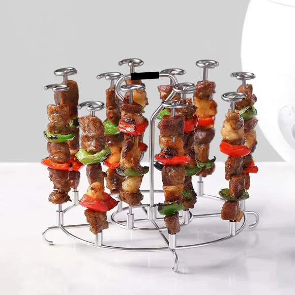 Eclytyku Stainless Steel Vertical Grill Skewers for Air Fryer, Microwave, Oven Ideal for BBQ Enthusiasts and Home Cooks, Perfect for Indoor and Outdoor Grilling