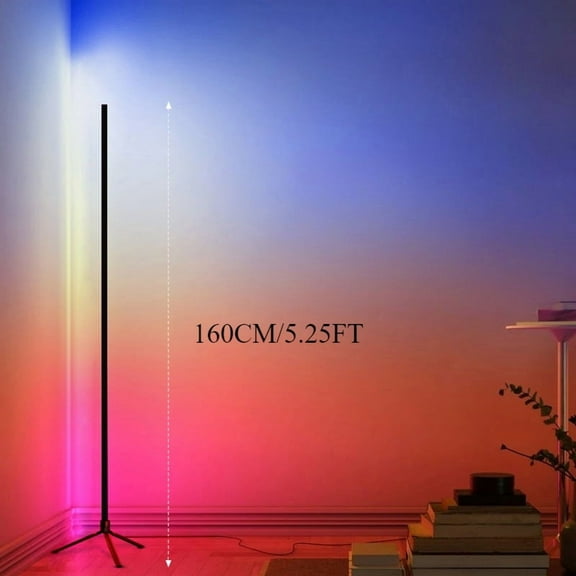 HOODINK 1 Pack Corner Floor Lamp, 59" RGB LED Corner Lamp with Music Sync, 16 Million Colors LED Lamp with Smart App & Remote Control for Bedroom, Living Room Gaming Room