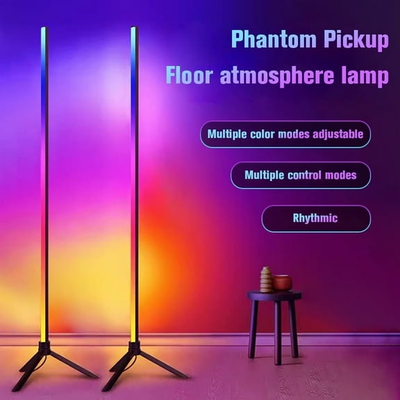 HOODINK 2 Pack Corner Floor Lamp, 59" RGB LED Corner Lamp with Music Sync, 16 Million Colors LED Lamp with Smart App & Remote Control for Bedroom, Living Room Gaming Room