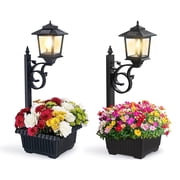 2 pack Solar Lamp Post Light with Planter, Waterproof 2 in 1 Outdoor Flower Pots for Lawn, Garden, Patio