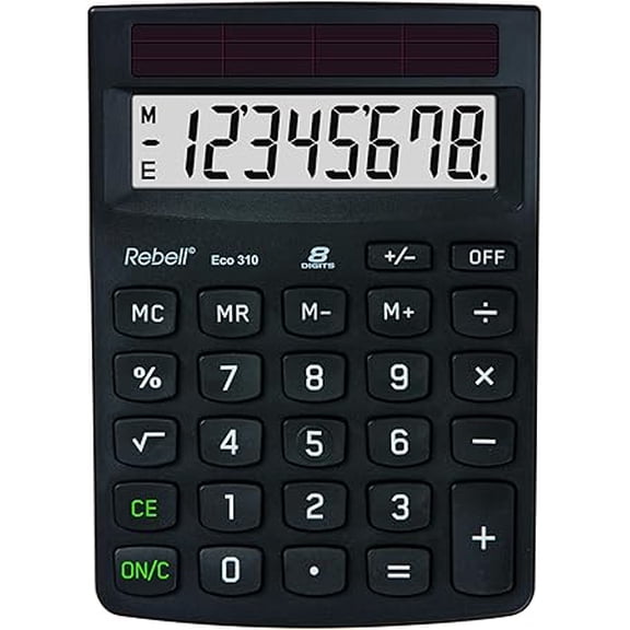 Eco 310 Basic Desktop Calculator, 8-Digit LCD, 100% Solar Powered, Black, Blue Angel Certified