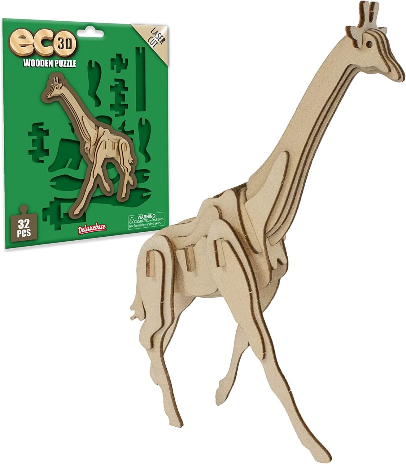 Eco 3D Wooden Puzzle - Giraffe by Deluxebase. DIY Safari Animal Craft ...