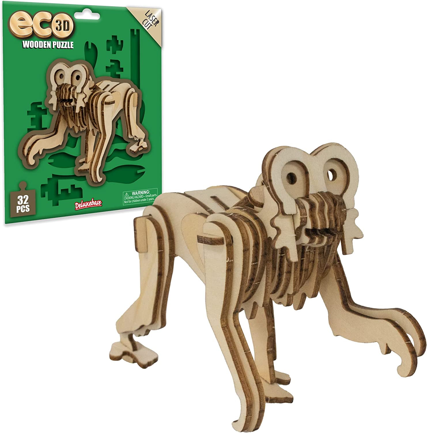 Eco 3D Wooden Puzzle Monkey from Deluxebase. Animal Themed DIY 3D