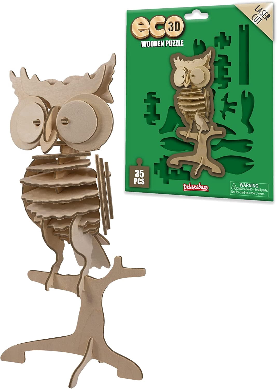Eco 3D Wooden Puzzle - Owl by Deluxebase. DIY Forest Animal Craft Kit ...
