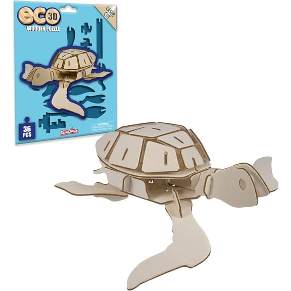 Eco 3D Wooden Puzzle Sea Turtle from Deluxebase – Sustainable DIY Ocean Animal Model Kit for Kids