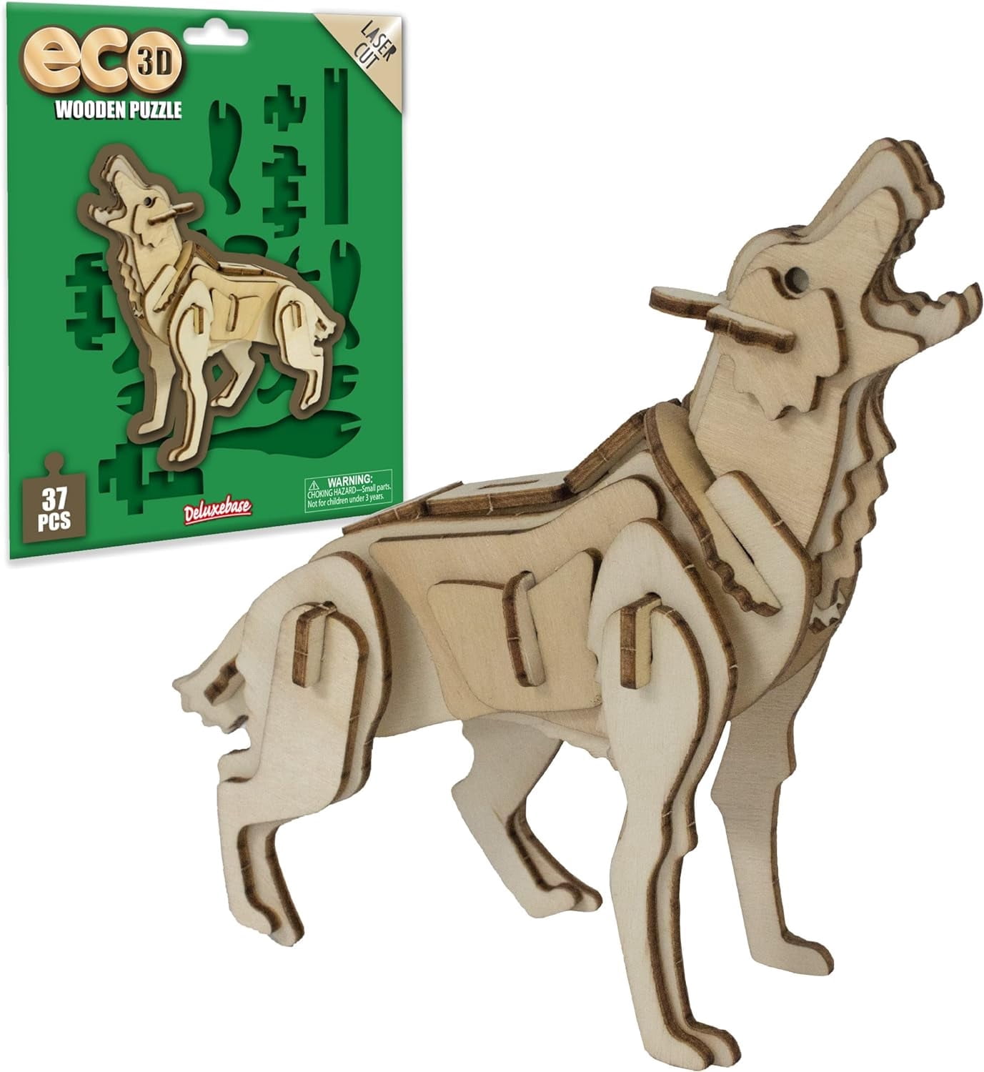 Eco 3D Wooden Puzzle Wolf from Deluxebase – Sustainable DIY Animal