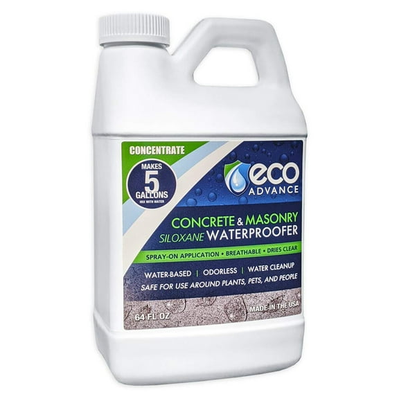 Eco Advance Clear Penetrating Siloxane Concrete and Masonry Water Repellent Sealer Concentrate 64 oz-Makes 5 Gallons