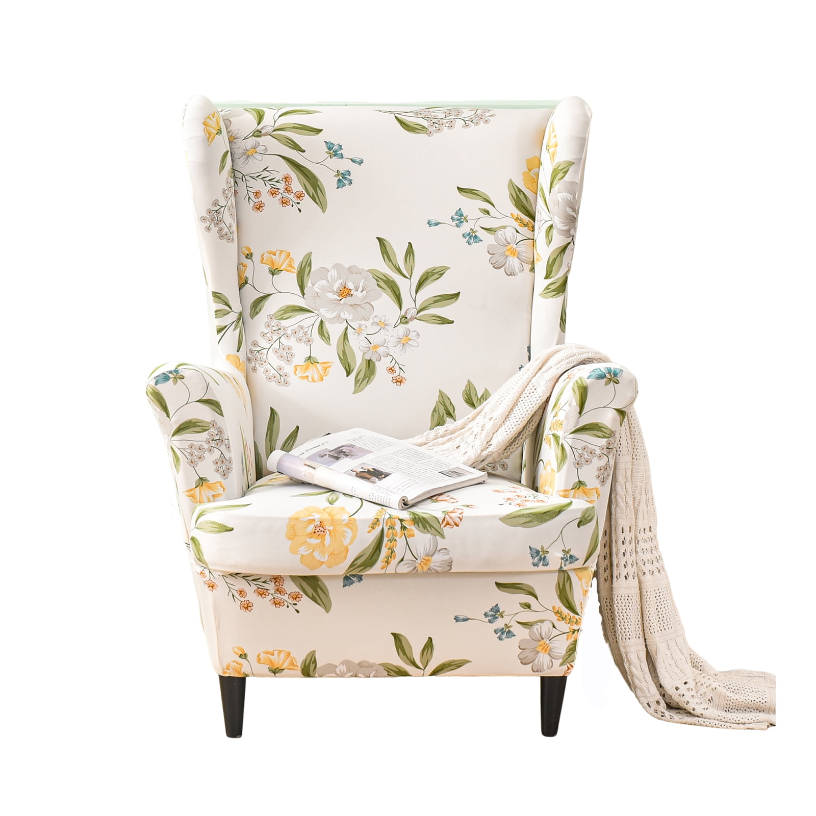 EcoAncheng Wing Chair Slipcovers, 2 Pieces Stretch Wingback Chair