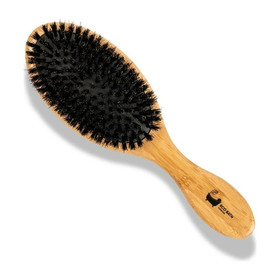 Eco Bath London Bamboo Hair Brush with Boar Bristles - Eco-Friendly Detangling Hairbrush for All Hair Types