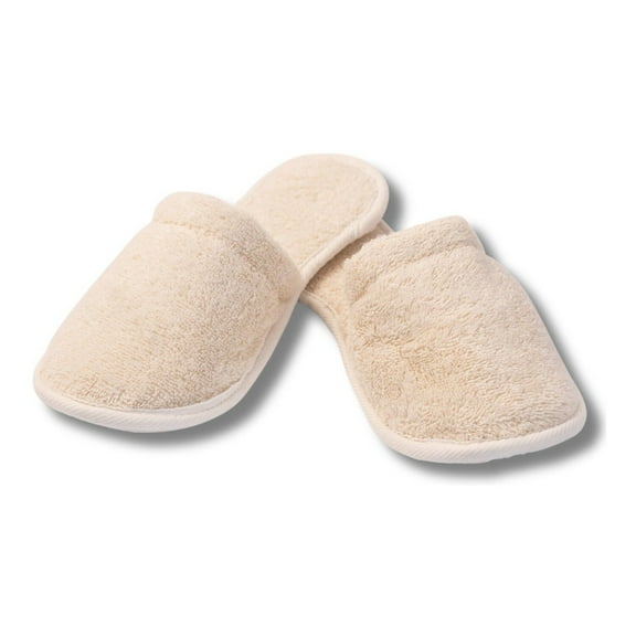 Eco Bath London Natural Toweling Slippers - Luxury GOTS Certified 100% Organic Cotton Indoor Slippers for Bath and Home