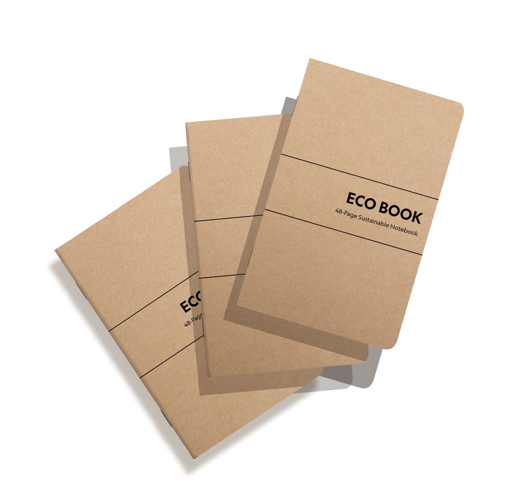 Eco Books Small Pocket Notebook Pack 3.5 x 5.5 In., 48-Page Mixed Paper Mini Notebooks Made with FSC-Certified Recycled Paper 80# Kraft Paper Cover, 60# Interior Pages Kraft Paper Notebooks