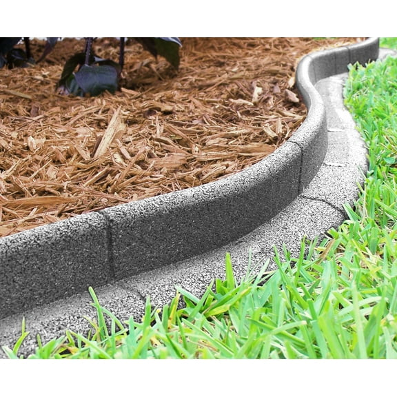 Eco Border 3" x 48" Grey Rubber No Dig Landscape Garden Border Edging (Pack 6)