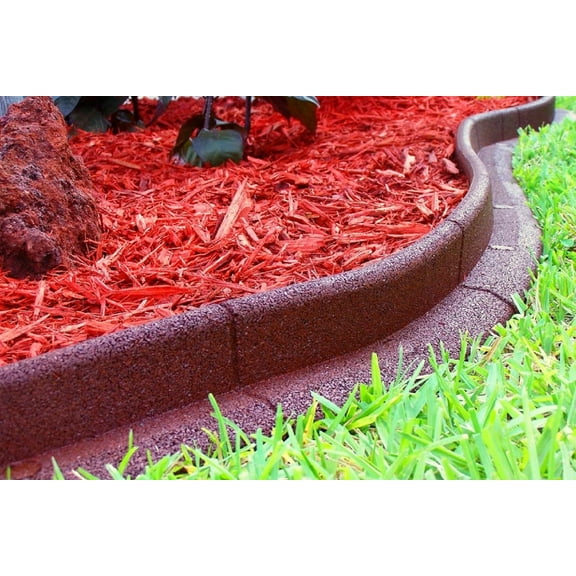 Eco Border 3" x 48" Red Rubber No Dig Landscape Garden Border Edging (Pack 6)