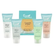 Eco Botanics Hotel Soaps and Toiletries Bulk Set | 1-Shoppe All-In-Kit Amenities for Hotels | 0.85oz Hotel Shampoo & Conditioner, Body Wash, Body Lotion & 0.89oz Bar Soap Travel Size | 150 Pieces