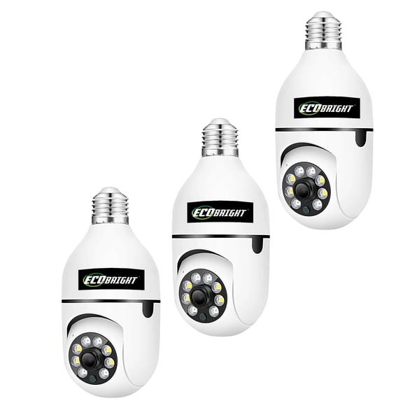 Eco-Bright Wireless Network Security Cctv 360 Degree Wifi Light Bulb Camera 3 Pack