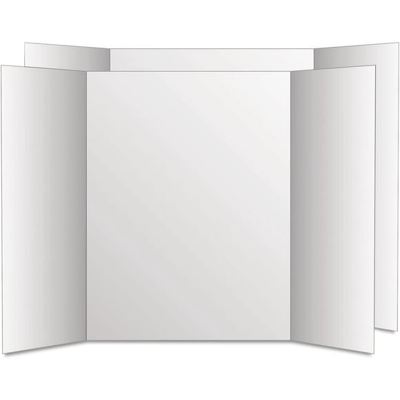 Eco Brites 27136 Too Cool Tri-Fold Poster Board, 28 x 40, White/White, 12/Carton
