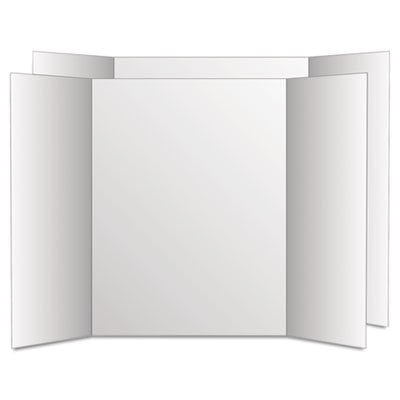 Eco Brites Too Cool Tri-Fold Poster Board, 28 x 40, White/White, 12/Carton