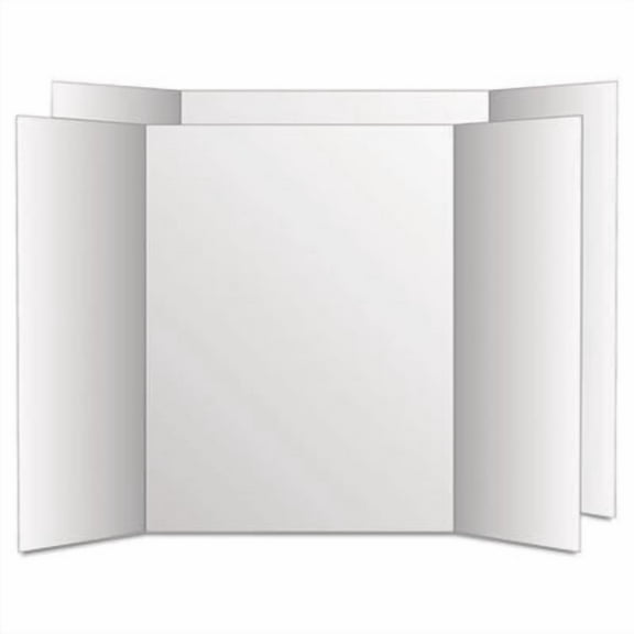 Eco Brites Too Cool Tri-Fold Poster Board, 28 x 40, White/White, 12/Carton