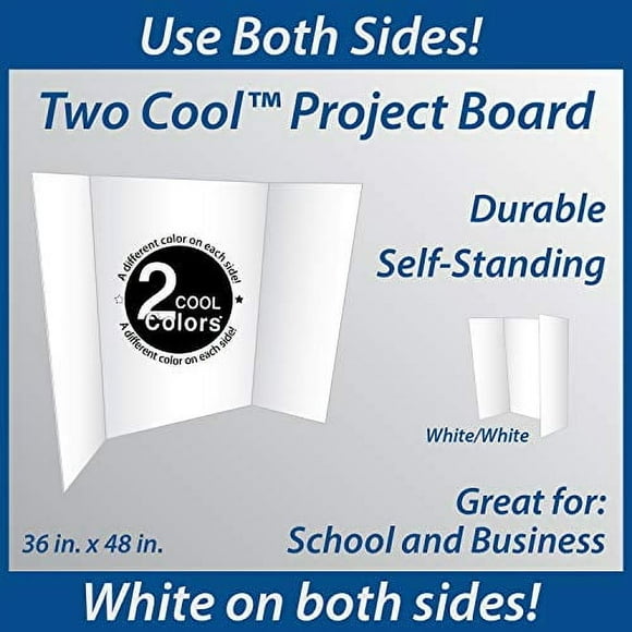 Eco Brites Two Cool Tri-Fold Poster Board, 36 X 48, White/White, 6/Carton