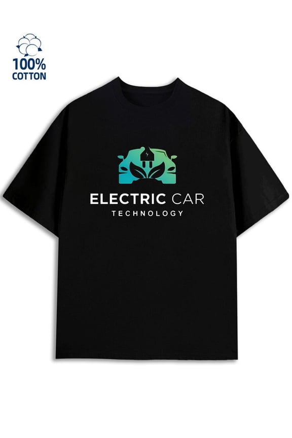 Eco Car Tech Tee men's 180G 100% Cotton black Unique Design Unisex Shirt Crewneck tshirts Fashion Unisex Shirt Cotton tshirts Trendy Unisex Shirt Printed tshirts Original Unisex Shirt Printed tshirts