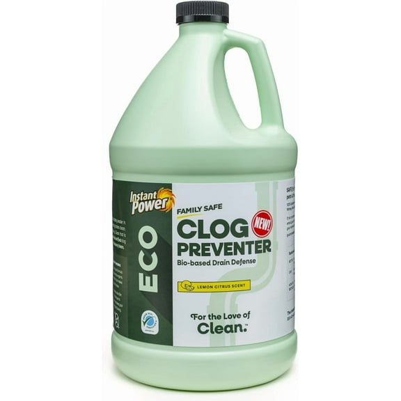 Eco Clog Preventer - Enzyme Drain Cleaner Liquid and Deodorizer for Sink, Shower, Toilet, Garbage Disposal Cleaner, Bio-Based Drain Defense, Smell Remover and Odor Eliminator - 1 Gallon
