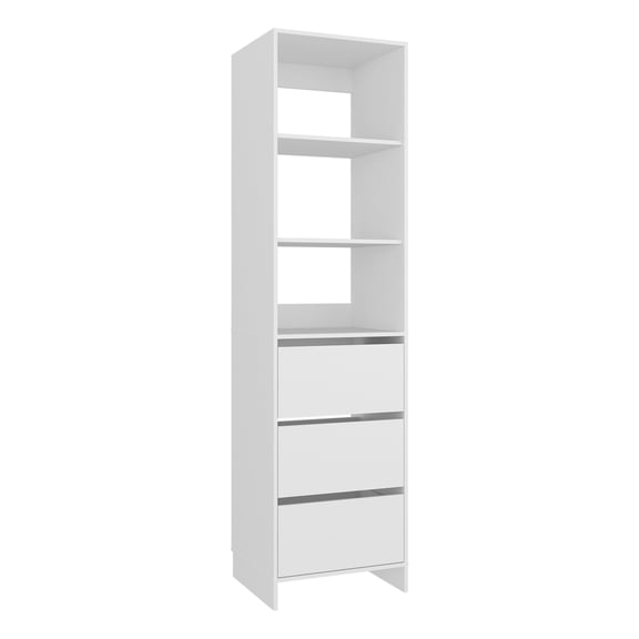 Eco Closet Free-Standing Wardrobe Tower with 3 Spacious Drawers, Open Shelves for Clothes