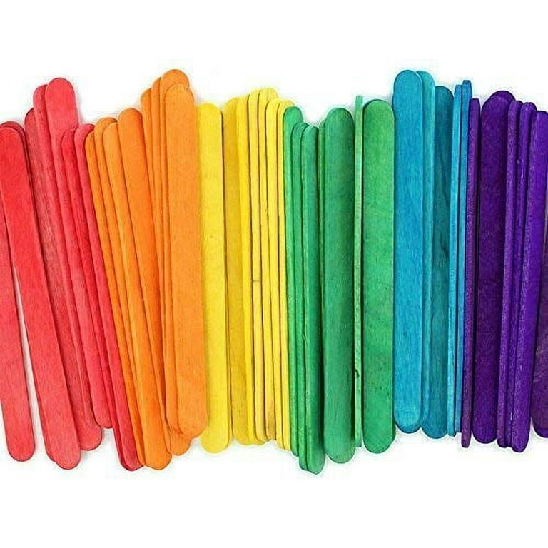 Comfy Package 4.5” Colored Popsicle Stick Set Wooden Sticks for Crafts,  Assorted 1000-Pack 