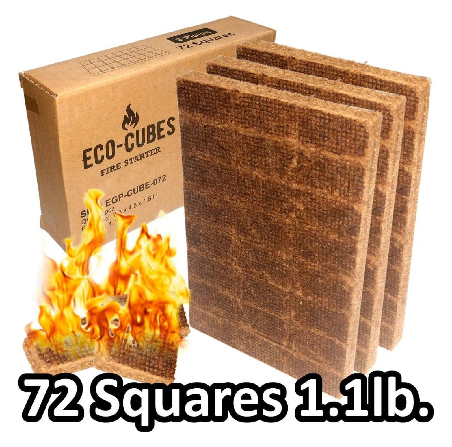 Eco Cubes Fire Starter Squares Great Lighter for Chimney, Charcoal Grill, Fireplace