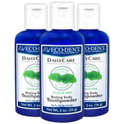 Eco-Dent DailyCare Baking Soda Toothpowder, Mint - Fluoride-Free Toothpaste Powder, SLS-Free Tooth Powder with Baking Soda, Minerals, and Essential Oils, Toothpaste Alternative, 2 Oz Ea Pack of 3
