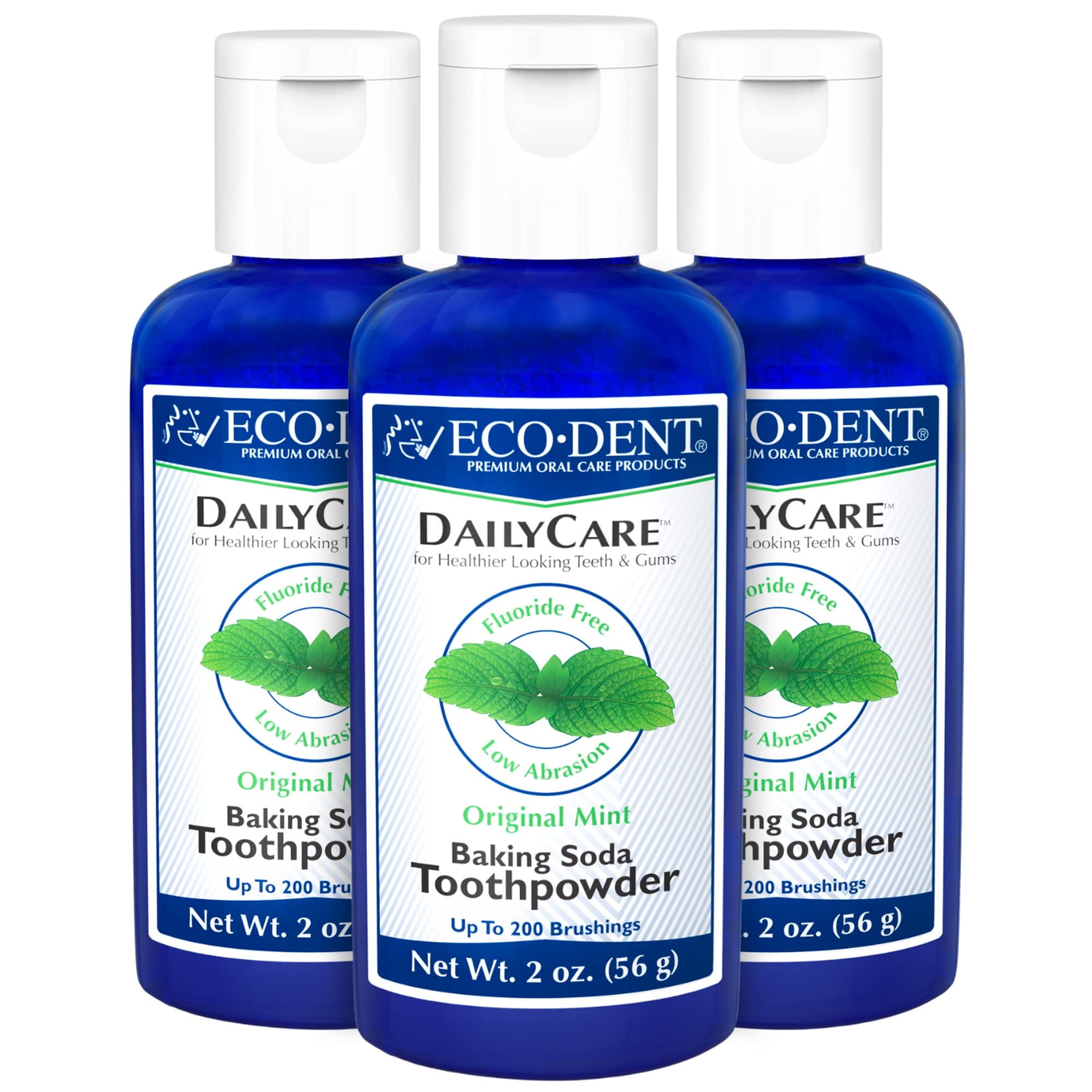 Eco-Dent DailyCare Baking Soda AIF9 Toothpowder, Mint - Fluoride-Free Powder, SLS-Free Tooth Powder with Baking Soda, Minerals, and Essential Oils, Alternative, 2 Oz Ea (Pack of 3)