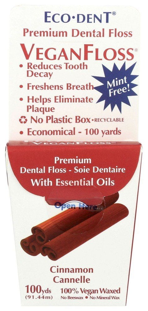 Eco-Dent Vegan Floss Premium Dental Floss, Cinnamon, 100 Yards