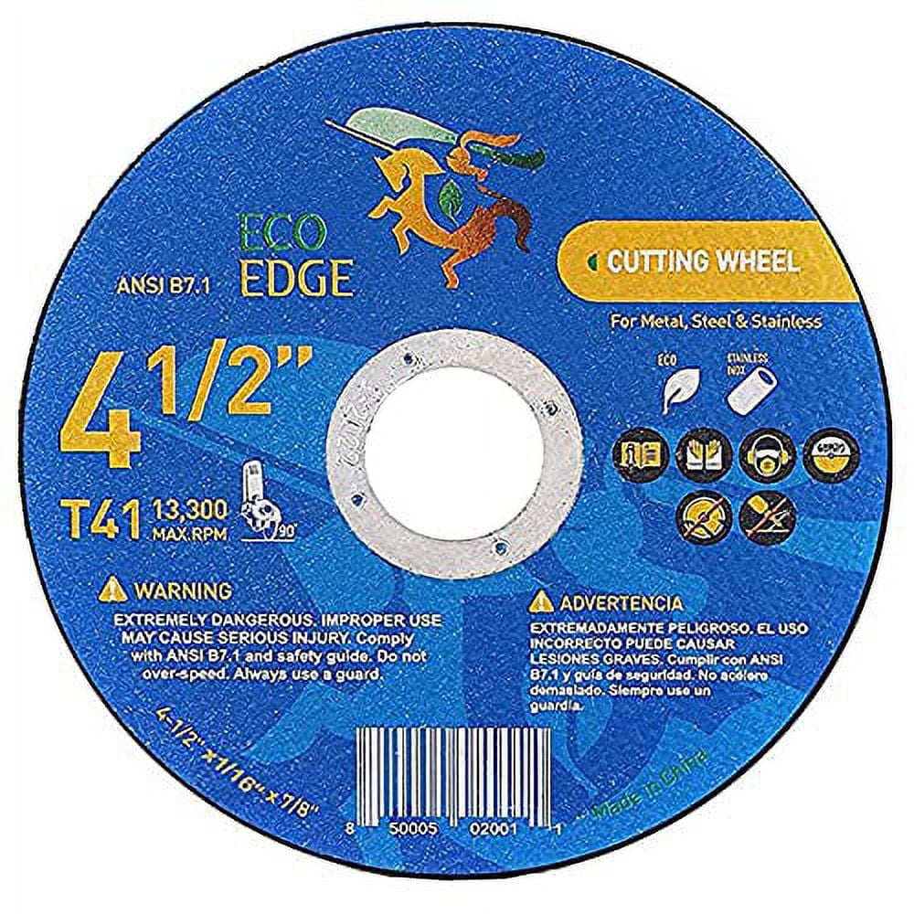 Eco Edge 25-Pack 4.5-Inch Cut Off Wheel: Aluminum Oxide Double Reinforced Cutting Disc (4-1/2"x 1/16") 7/8" Arbor For Angle Grinder, Type 41, Ultra Thin Cutting Wheels For