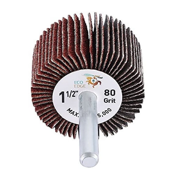 Eco Edge 5-Pack 1.5-Inch Aluminum Oxide Shank Mounted Abrasive Flap Wheels (1-1/2"x1"x1/4", 80 Grit)