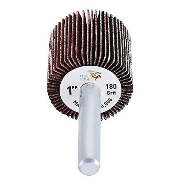 Eco Edge 5-Pack 1-Inch Aluminum Oxide Shank Mounted Abrasive Flap Wheels (1"x1"x1/4", 180 Grit) Fits All Power Drills