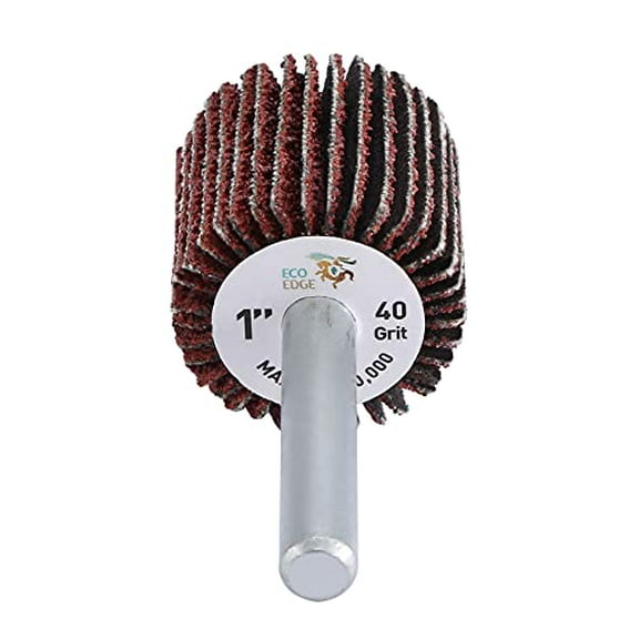 Eco Edge 5-Pack 1-Inch Aluminum Oxide Shank Mounted Abrasive Flap Wheels (1"x1"x1/4", 40 Grit) Fits All Power Drills