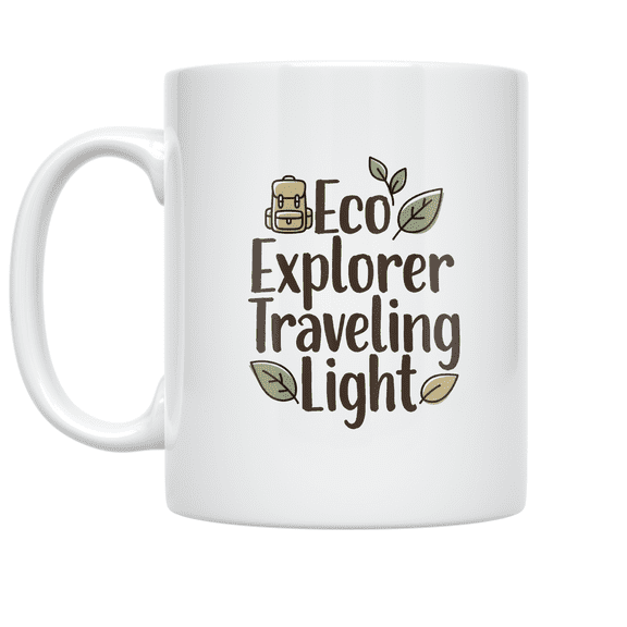 Eco Explorer Traveling Light - Sustainable Traveler - 11 oz Ceramic Coffee Mug
